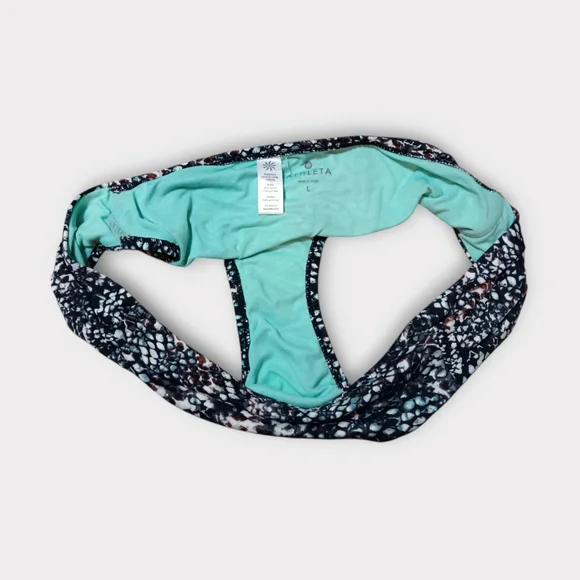 😘ATHLETA WOMEN'S SIZE LARGE FLOWER PRINT BLACK SWIM ATHLETIC BIKINI BOTTO… - Picture 4 of 5